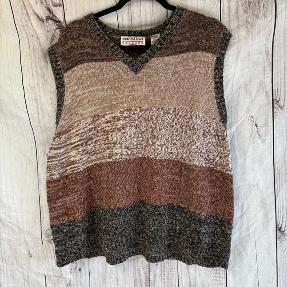 Vintage Carolina Colors Neutral Knit Sweater Vest 22W - Picture 1 of 4